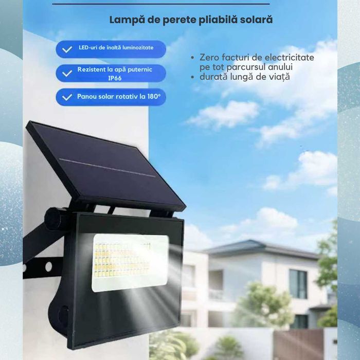 Lampa solara cu panou solar , telecomanda si senzor de miscare putere 50 , 100 si 200 W