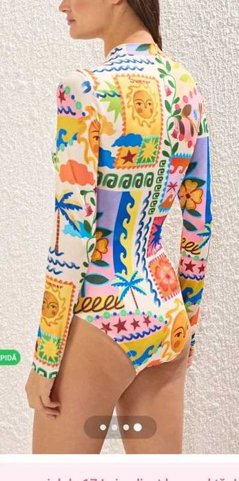 Costum swimsuit cu mâneci lungi si fermoar 40