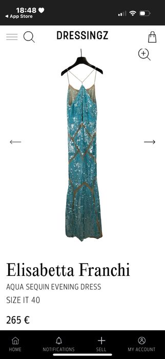 Elisabetta Franchi aqua sequin evening dress