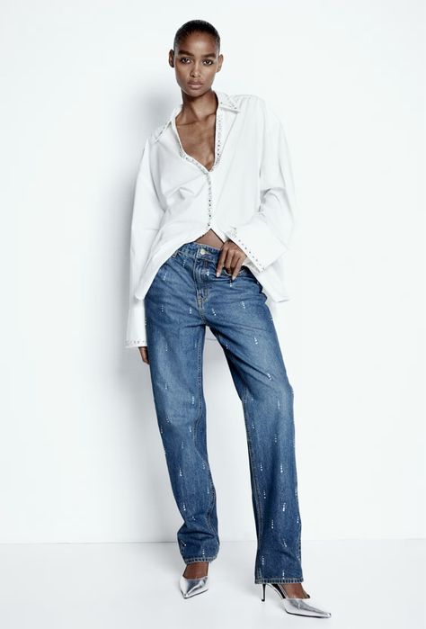 Дънки с камъчета H&M