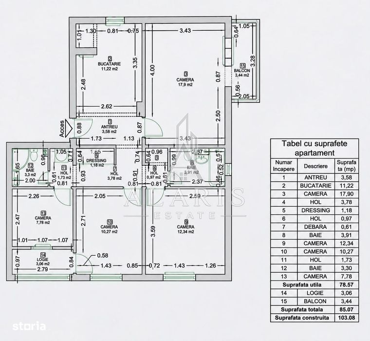 Apartament cu 4 camere, etaj intermediar, zona Bucovina