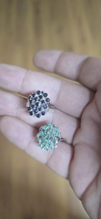 Inele argint safire si smaralde naturale