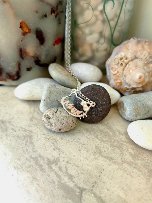 Сребърно детско колие, Hello Kitty колие, колие с име, име на котенце