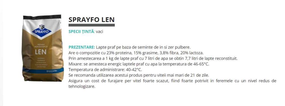 lapte praf pentru vitei peste 3 saptamani, sac 20 kg