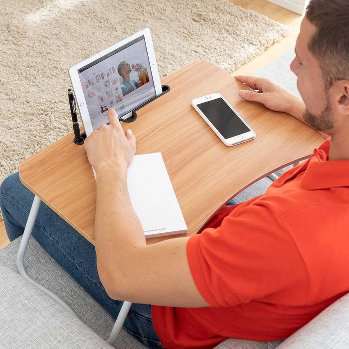 Masuta servire la pat cu suport pentru telefon sau tableta 60x27x40 cm