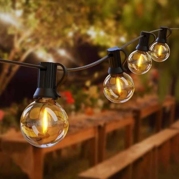 Ghirlanda 15 M, cu 25 Becuri LED și 2 becuri rezerva,Interior Exterior