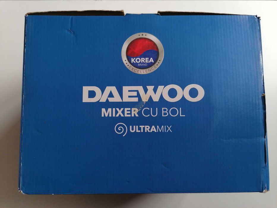 Mixer NOU Daewoo DHM100W, 300 W, bol inox rotativ 2 l, Turbo, 5 viteze