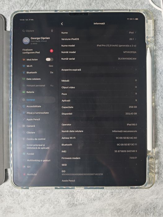 Vând Ipad Pro 12.9, 256gb Wi-Fi+Celular