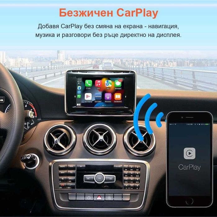 Безжичен Apple CarPlay / Android Auto за Mercedes NTG 5.0 5.5 MBUX - C E S GLC GLE A B GLA GLB