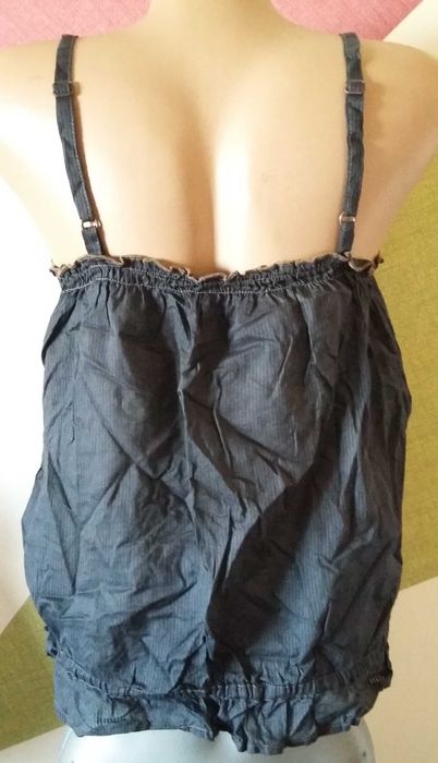 Set topuri negru gri cu bretele falduri stil gogosar bufant din bumbac