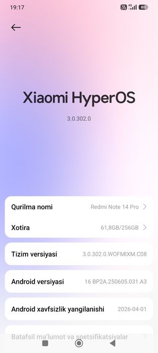 Redmi note 14 pro 8+8 /256