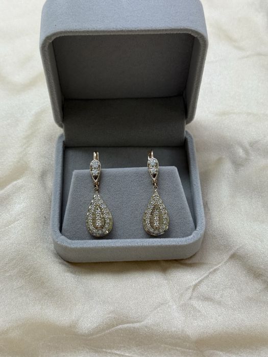 Золотые серьги с фианитами