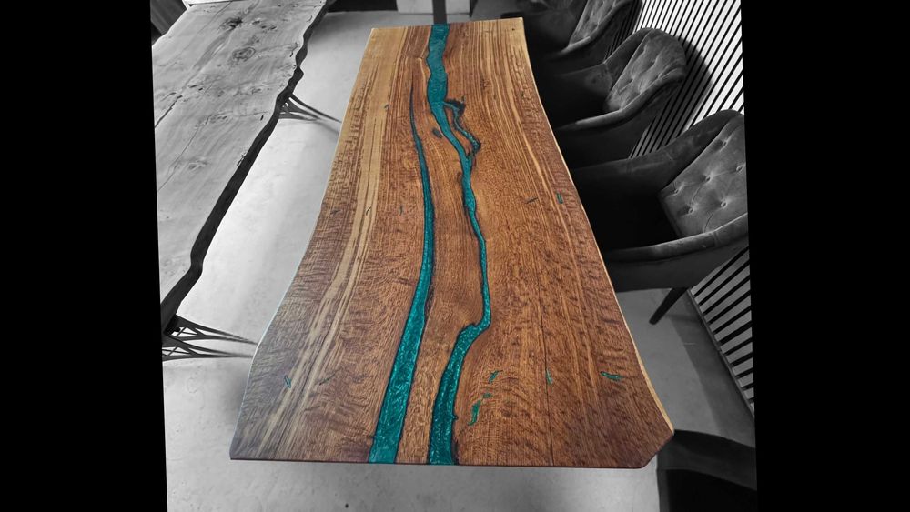 Masa din lemn de stejar | lemn masiv si Rasina Epoxy - epoxidica
