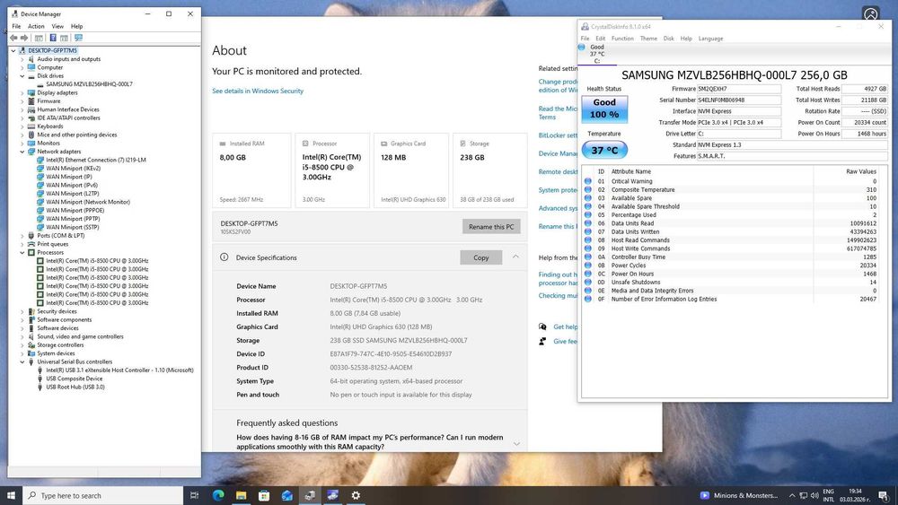 Lenovo ThinkCentre SFF M920s i5-8500/256GB/8GB