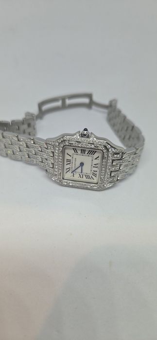 Ceas dama Cartier Panthere iced out diamante naturale