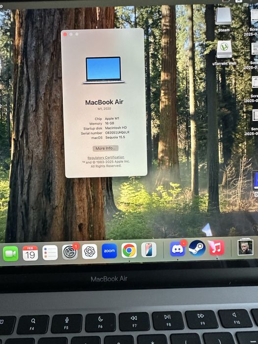 Macbook Air M1 16GB RAM 256GB SSD