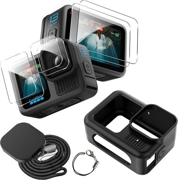 Силиконов Калъф - 2 x Стъклени Протектори GARV - GoPro Hero 13 Black