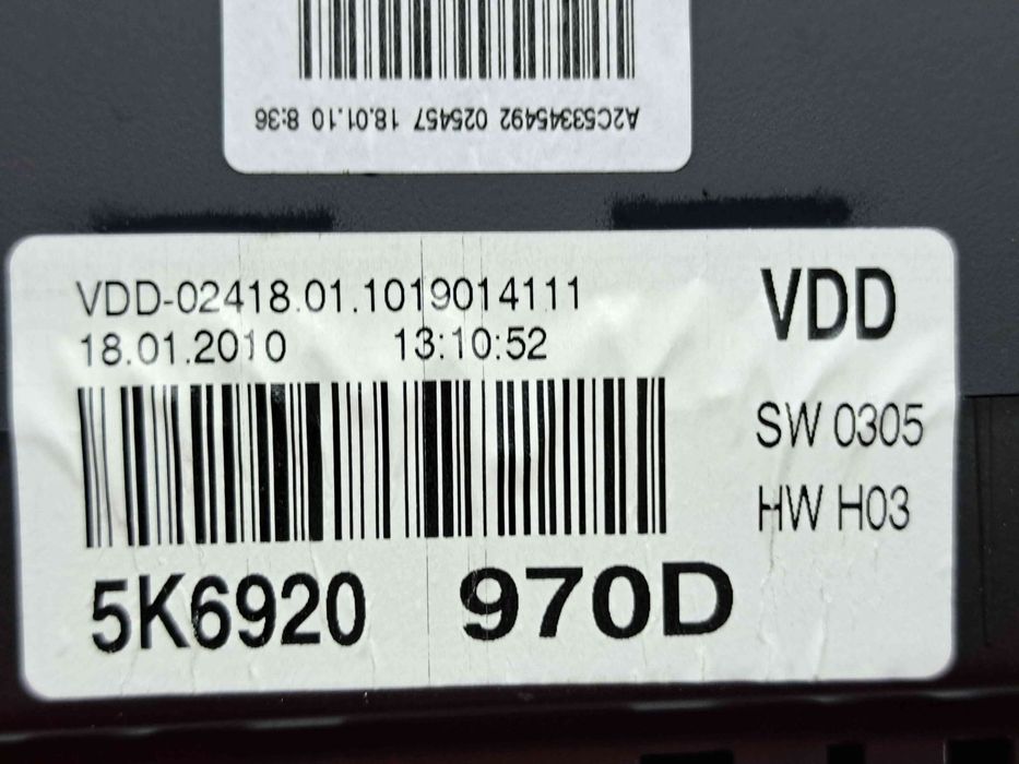 Ceas bord Volkswagen Golf 6 (5K1) GTI [Fabr 2009-2013] 5K6920970D