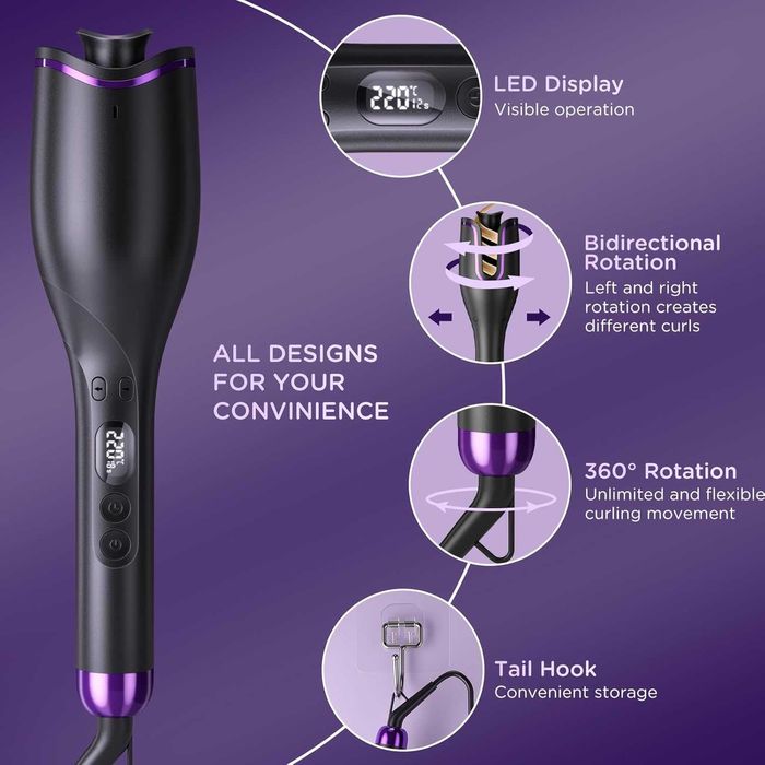 Керамична маша за коса Ushine, автоматично въртяща се на 360°