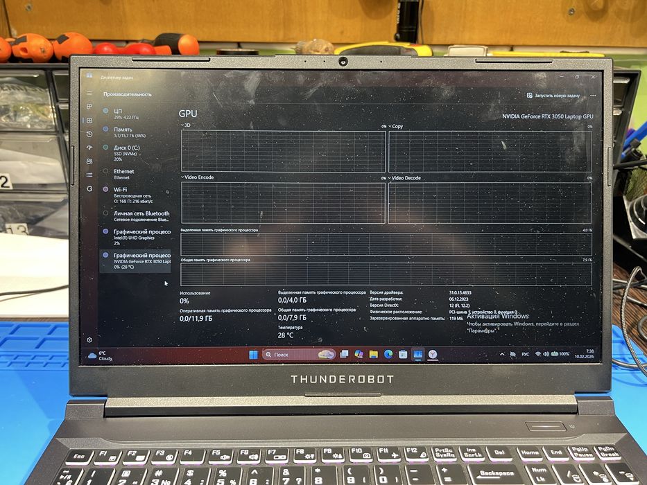 Thunderobot i5/12, SSD 512GB, RTX3050