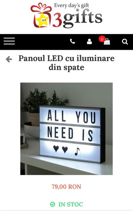 Casetă luminoasă/Panou LED cu iluminare din spate