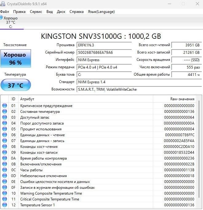 Жесткий диск KINGSTON SNV3S1000G