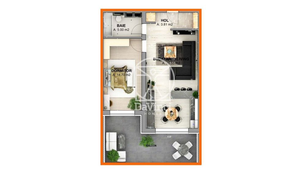 Ap. 2 camere - mobilat complet, terasa 18 mp | rate la dezvoltator
