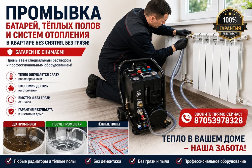 Промывка котел, батареи, тёплый пол и системы отопления