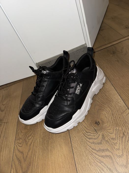 Versace Jeans Couture, обувки с кожа и еко кожа, Черен, 40