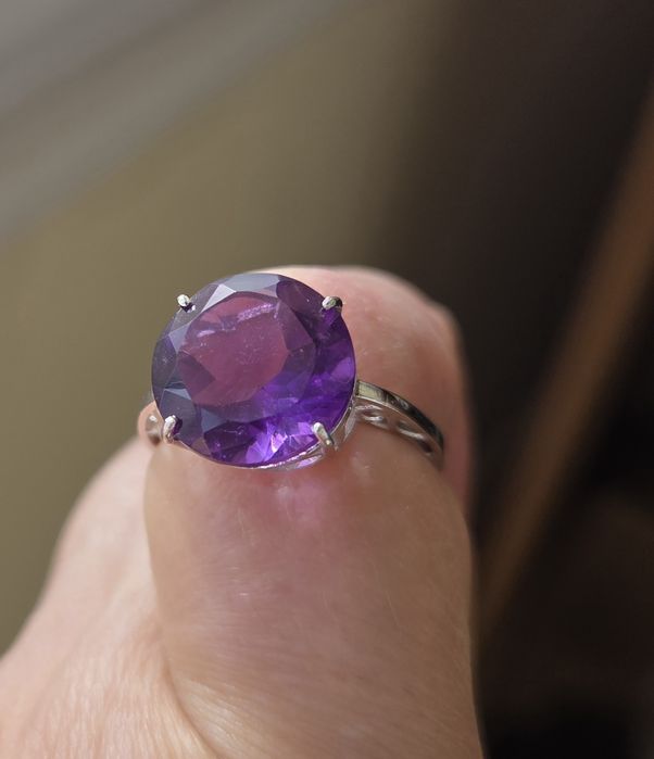 Inel aur alb 14k cu ametist natural