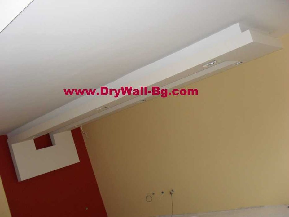 Растерни тавани, Гипсокартон, Шпакловка,Боядисване с латекс.