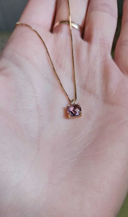 Lant din aur cu pandantiv si cercei 3,82 gr- set din aur si ametist