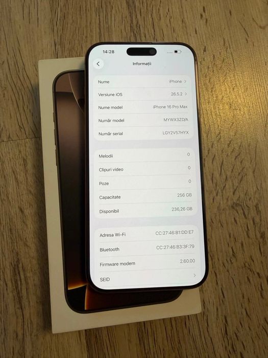 Vand Sau Schimb IPhone 16 PRO Max Desert Titanium 256Gb Neverlocked