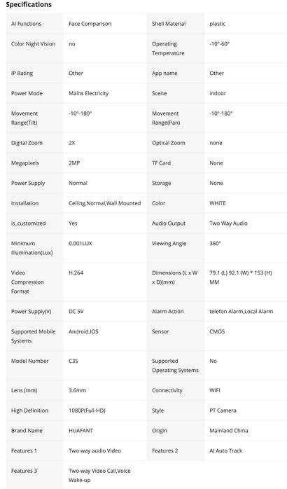 2MP PTZ WIFI Camera AI Tracking Voice Wake-up Video Call With 2.8"