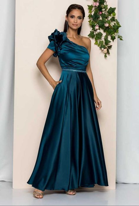 Rochie lunga  eleganta turcoaz 40/42, L, noua