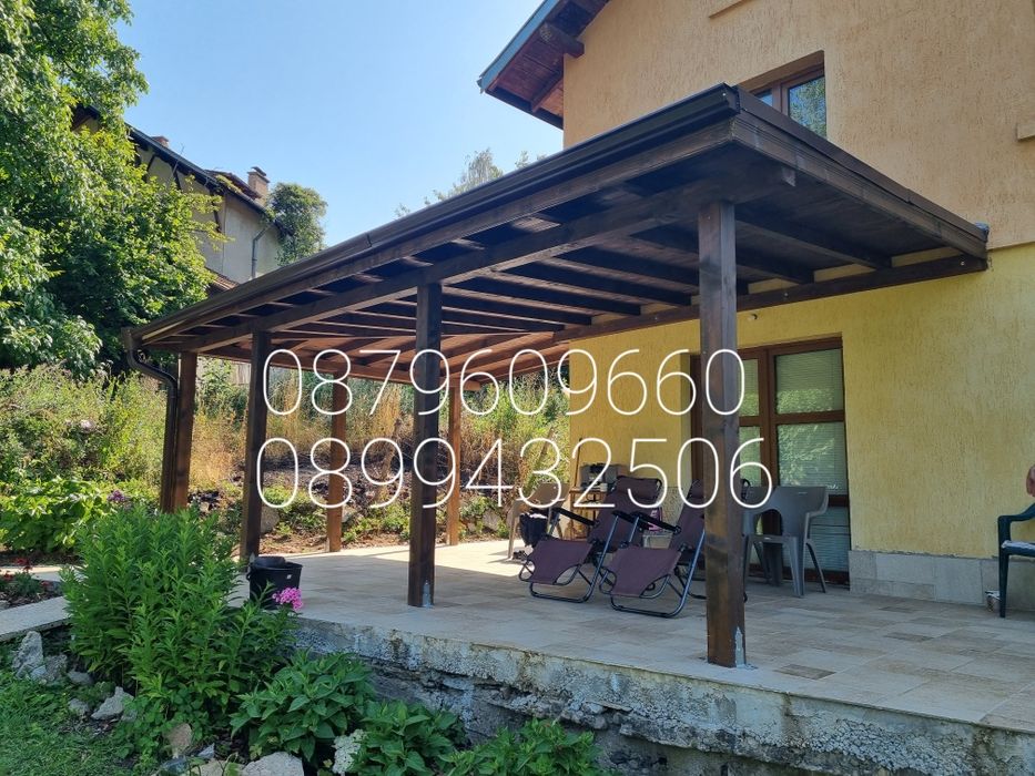 Изграждане на всякакъв вид навеси Козирки гаражи тераси барбекюта. Кач