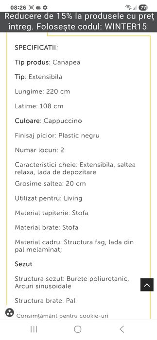 Canapea extensibila noua