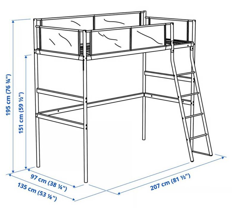 De vanzare cadru pat suspendat Ikea Vitval si saltea cu arcuri Ikea Vesteroy 90x200cm