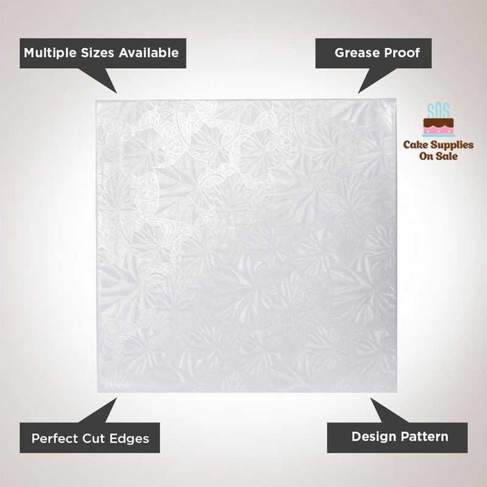 5 броя Квадратни Луксозни Подложки за Торта 12 мм - Бяла