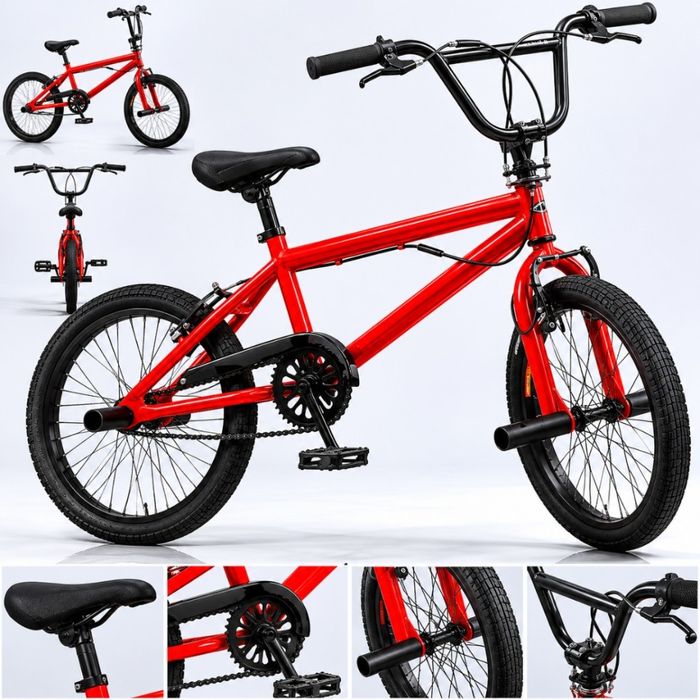 BMX велосипед TOIMSA 20” – Червен freestyle BMX с 360° ротор и V-Brake