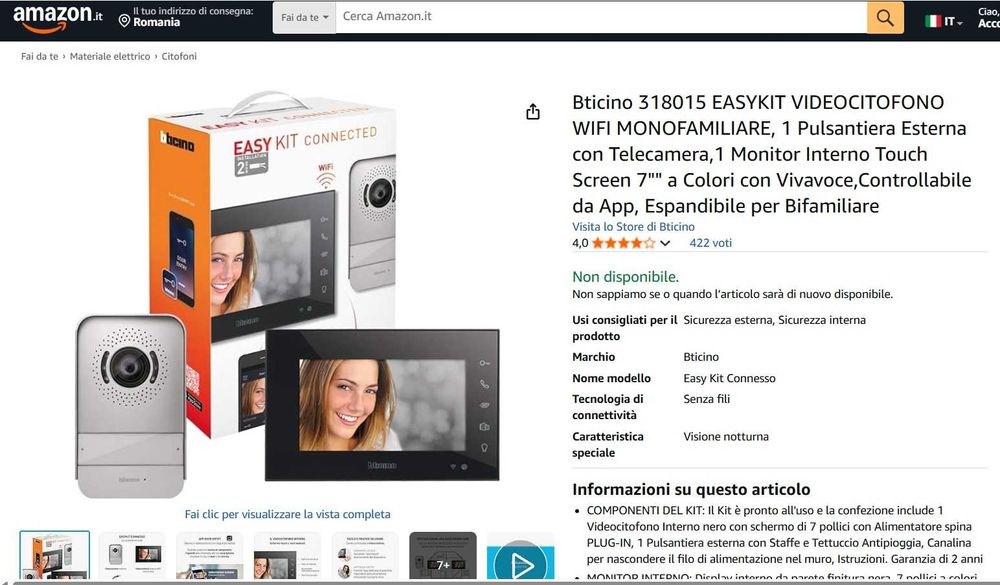 Interfon video Bticino 318015 EASYKIT