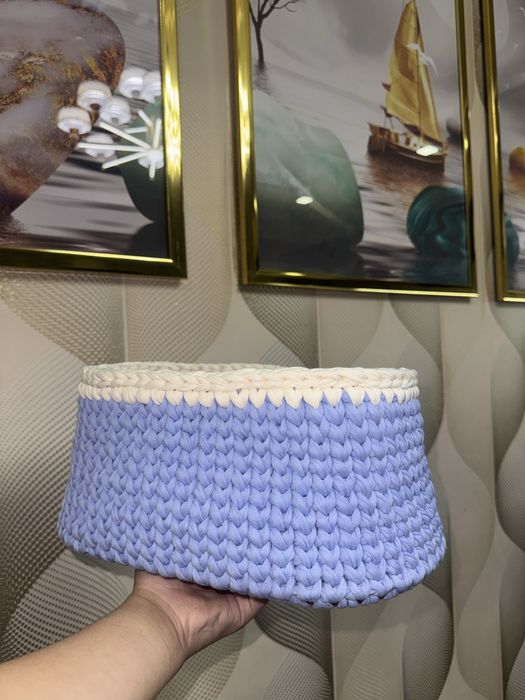 интерьерная корзина из трикотажной пряжи