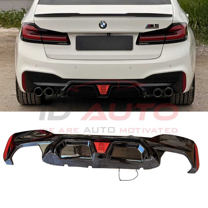Заден дифузьор с F1 стоп за BMW G30 (17–22) M Sport стил, черен гланц
