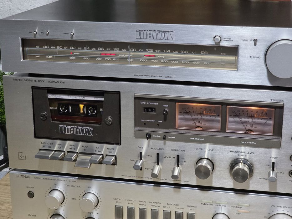 Sistem audio LUXMAN, amplificator L-114a, deck  K-5, tuner T-2 retro