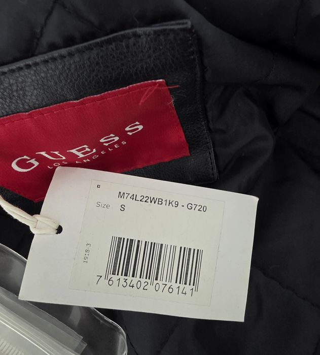 Geaca Guess din Piele Navy Albastru Inchis