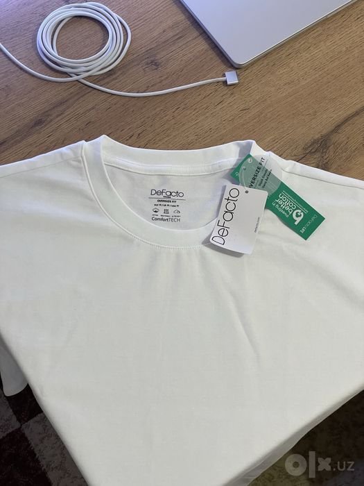 Новая мужская белая футболка DeFacto Oversize M — с биркой