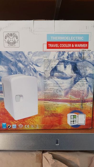 THERMOELECTRIC-frigider portabil alb – Raceste si incalzeste, frigider mic de 4 litri, (6 doze),pentru produse cosmetice, gustari, machiaj,