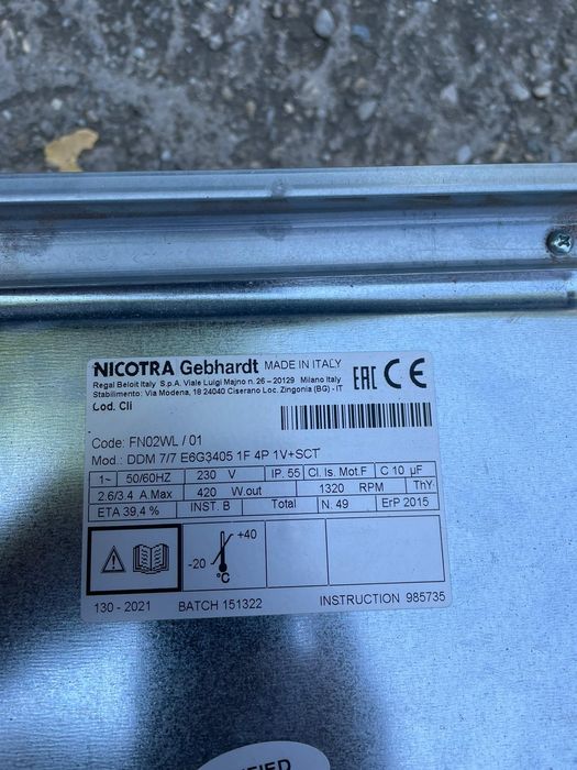 Ventilator centrifugal Nicotra