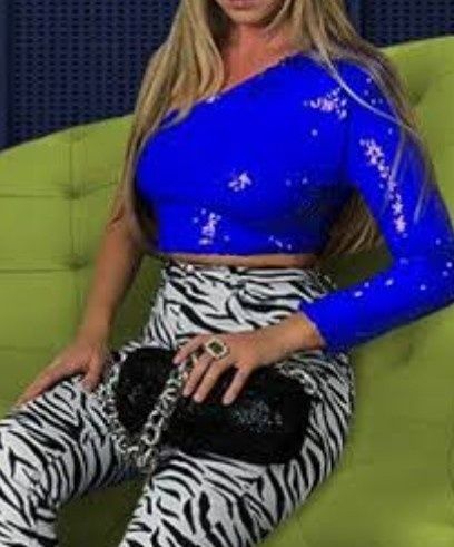 Top Zara Paiete Albastre Mărimea 38 M