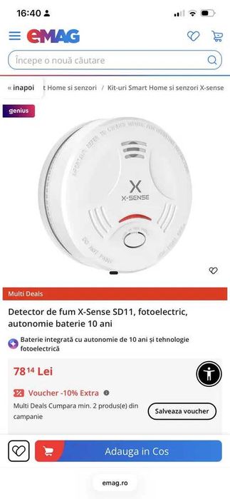 Detector de fum X-Sense SD11,nou